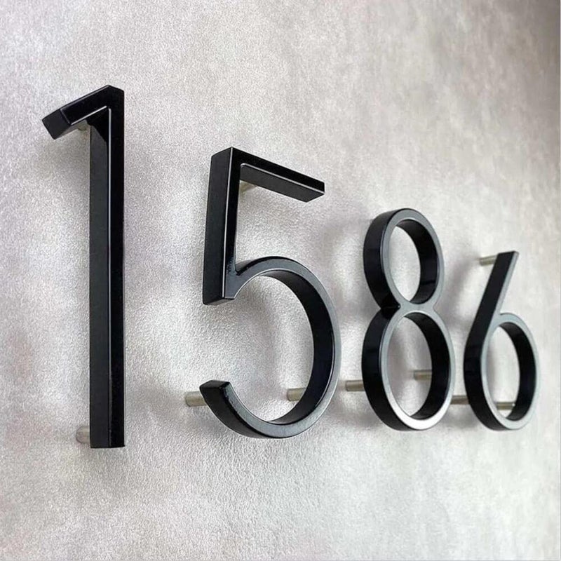 BVNUD 5 Inch Stainless Steel Floating House Number  Metal Modern House Numbers  for Outdoor Mailbox Yard Home Wall DoorGarage Gate with Nail Kit  Coated Black  911 Visibility Signage - Image 3